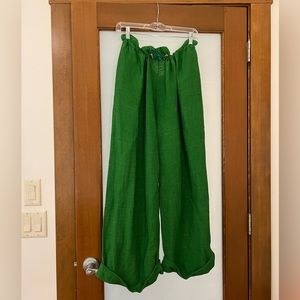 Babaa wideleg trousers in heavy linen, “Meadow”, OS